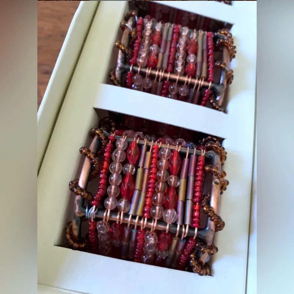 Vtg PIER ONE 4-pcs Moroccan Beaded Napkin Rings #1031245